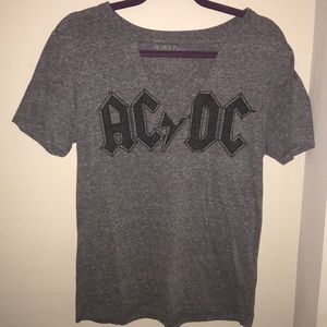Gray cut out AC/DC graphic tee